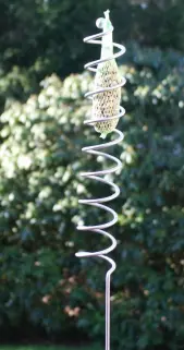 Premium Rankstab mit Kugel - Helix (Spirale)  - 170 cm - aus hochwertigem Marine-Edelstahl A4 als Rankhilfe für Stauden etc. und als Futterstab für Vögel