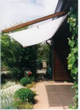 Sonnenschutz Terrasse Schrebergartenhaus mit Sonnensegel 270 x 140 cm weiß