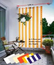 Senkrecht-Sonnensegel 230 x 140 cm - Farbe gelb-weiß für Balkone, Terrassenüberdachungen, Pergolen und quer vor einer Terrasse