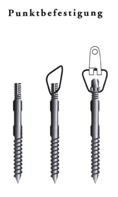 Punktbefestigung für Sonnensegel mit Speziallaufhaken