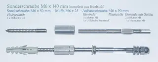 Sonderschraube M6 x 140 mm für Rankhilfe in SEilspanntechnik