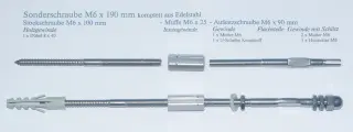 Sonderschraube M6 x 190 mm für Edelstahlrankhilfe