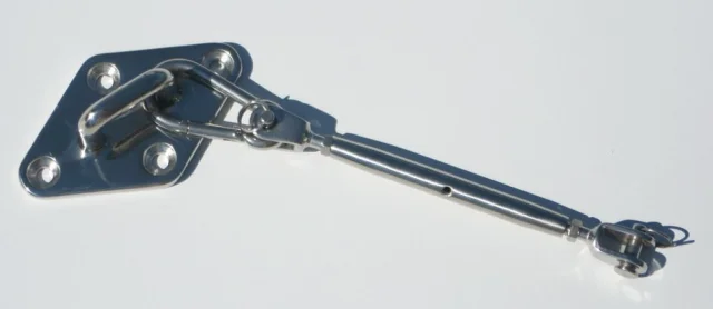 Wantenspanner 6 mm an Wandanker, klein, mit Karabinerhaken 6 mm 