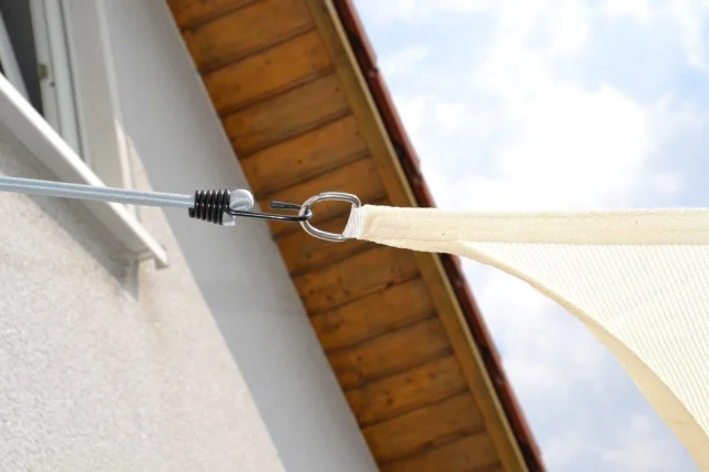 Vierecksegel konkav 4 x 5 m - offenes u. robustes Schattierungsgewebe aus HDPE - Farbe weizen - Wasser durchlässig