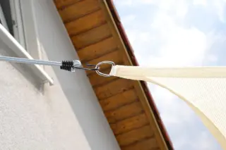 Vierecksegel konkav 4 x 5 m - offenes u. robustes Schattierungsgewebe aus HDPE - Farbe weizen - Wasser durchlässig