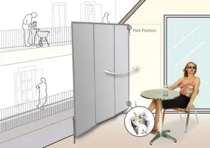 3er Paravent – Bespannung uni hell silbergrau, schwer entflammbar