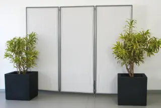3er Paravent – Bespannung uni hell silbergrau, schwer entflammbar