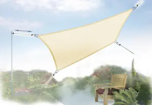 Illustration zur Ausspannung eines Vierecksegels mit dauerelastischen Spanngurten