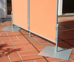 Fußplatte Paravent - superflache Metallplatte zur Aufstellung vom mobilen Sichtschutz Paravent