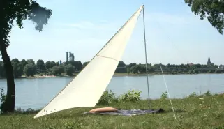 Camping-Freizeit-Sonnensegel (1) 3 x 3 x 2,5 m - sandfarben - Sonnenschutz und Sichschutz für die Kleinfamilie - Strandsonnensegel