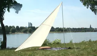 Camping-Freizeit-Sonnensegel (1) 3 x 3 x 2,5 m - sandfarben - Sonnenschutz und Sichschutz für die Kleinfamilie - Strandsonnensegel