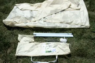 Camping-Freizeit-Sonnensegel (1) 3 x 3 x 2,5 m - sandfarben - Sonnenschutz und Sichschutz für die Kleinfamilie - Strandsonnensegel