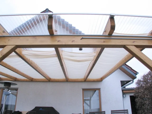 Sonnenschutzsegel Terrassendach - 91 x 220 cm - uni weiß  -  ohne Laufhaken - waschbar bei 40° C