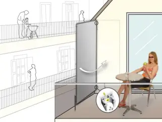 1er Paravent-Rahmen – Bespannung uni hell elfenbein