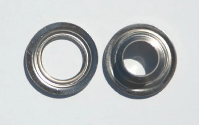 Metallöse aus Messing vernickelt - 10 mm Innendurchmesser zur Befestigung von Sonnensegeln über den Randsaum