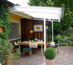 Sonnensegel Wintergartenbeschattung 96 x 275 cm - uni weiß  -  mit 26x Laufhaken + 2x Laufhakenstopper