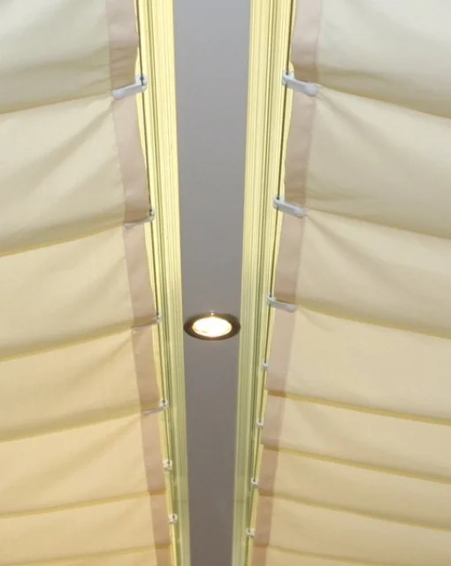 Sonnensegel Glasdach - 88 x 275 cm - uni hell elfenbein - mit 26x  Laufhaken + 2x Stopper - waschbar bei 40° C