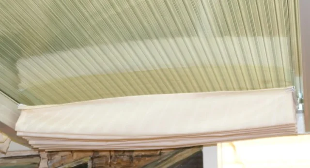 Sonnensegel Glasdach - 88 x 275 cm - uni hell elfenbein - mit 26x  Laufhaken + 2x Stopper - waschbar bei 40° C