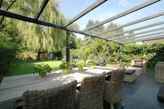 Sonnensegel Glasdach 88 x 380 cm - uni hell elfenbein  - mit 40x Laufhaken + 2x Stopper - waschbar bei 40° C