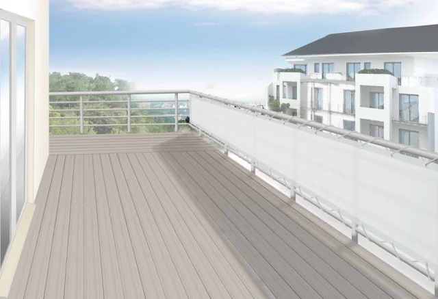 Ballenstoff Polyester 200 g/m2 breit - uni hell silbergrau für Balkonverkleidung in Maßanfertigung