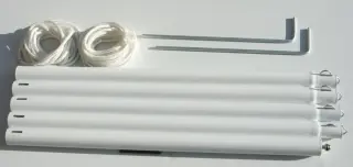 KOmplettset MOntagestab Sonensegel 2,7 m. fünfteilig mit 2x 4 m Kordel und Stabheringen  