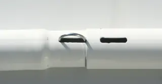 Montagestab eingesteckt mit der starken Feder, damit die Rohrverbindugnen zusammen halten