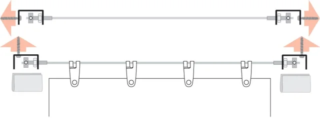 Universal Seilspanntechnik mit geringstem Platzbedarf und MOntage in zwei Richtungen.