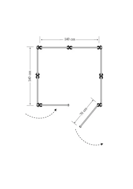 Umkleide Quadrat (5) mit Erdankern - OutDoor -  Bespannung Paravent Farbe: hell silbergrau - schwer entflammbar - waschbar
