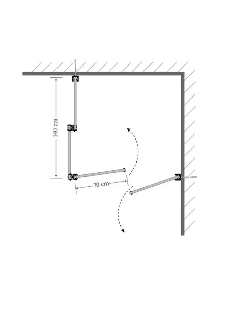 Umkleidekabine Quadrat unter Ausnutzung einer Raumecke - mit einer Tür.