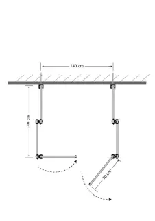 UmkleideKabine Quadrat (3) - mit Nutzung einer Raumwand - In Door - Bespannung Paravent Farbe uni hell elfenbein - waschbar