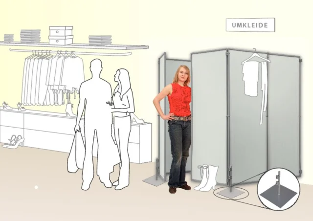 Stabilisierung des freien Rahmens Paravent mit quadratischer Fußplatte