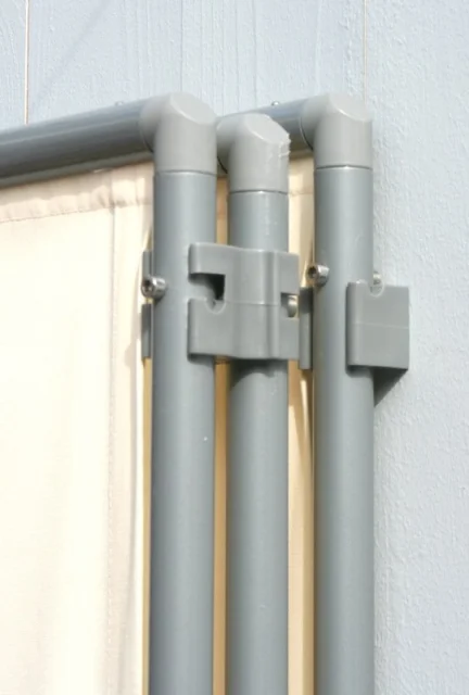 Umkleide Quadrat (5) mit Erdankern +  DoppelTür - OutDoor - mit Schraub-Erdankern -  Bespannung Paravent hell elfenbein - waschbar