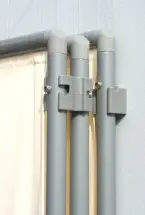 Umkleide Quadrat (5) mit Erdankern +  DoppelTür - OutDoor - mit Schraub-Erdankern -  Bespannung Paravent hell elfenbein - waschbar