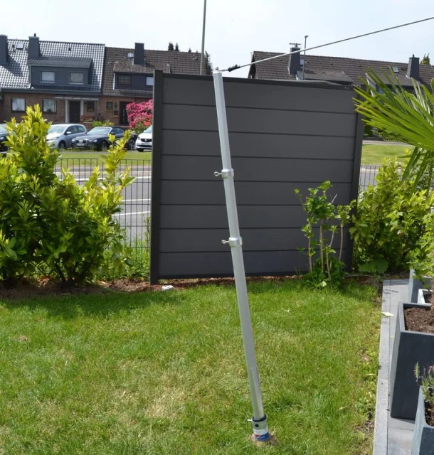 Alu-Telekopmast fertig montiert in Gesamtlänge in Schraub-Erdanker