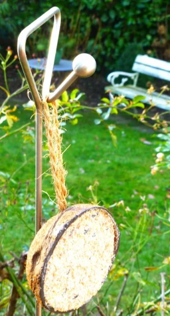 Premium Rankstab Handgriff 130 cm - mit Haken und Kugel - aus hochwertigem Edelstahl A4 als Rankhilfe für Stauden etc. und als Futterstab für Vögel