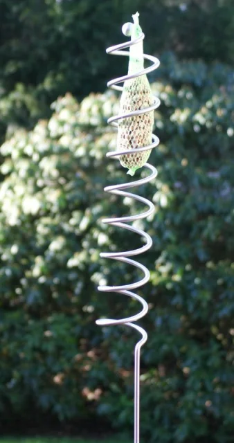 Rankstab Helix mit Kugel aus Marine Edelstahl als Futterstab 