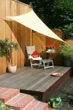 Dreiecksegel konkav 3 m - offenes Schattierungsgewebe - HDPE - Farbe creme weiß