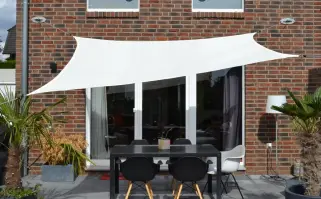 Vierecksonnensegel konkav 2,5 x 3 m - offenes Schattierungsgewebe HDPE - Farbe creme weiß - reiner Sonnenschutz