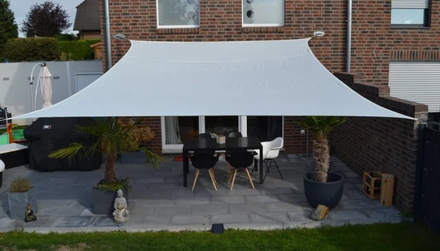 Vierecksonnensegel 4 x 5 m creme weiß