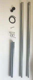 Sonnensegelmast stufenlos höhenverstellbar aus Stahl Länge ca. 250 cm silber