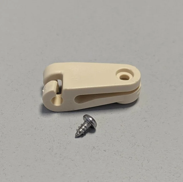 Laufhaken für alle Sonnensegel in Seilspanntechnik - 20 Stück - elfenbein - mit kleinen Edelstahlschrauben zum Anklemmen an das Faltsonnensegel