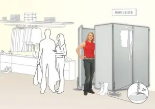 Paravent -Raumteiler und Umkleidekabine für viele Anwendungen