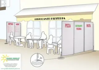 Paravent Außenwerbung mit mobilen Sichtschutzwänden