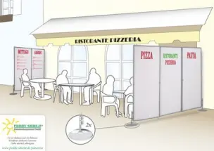Paravent Außenwerbung mit mobilen Sichtschutzwänden