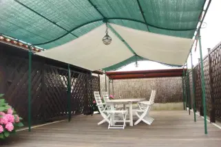 Regenschutz mit Sonnensegel 330x 200 cm in Seilspanntechnik