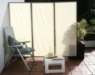 3x Sichtschutz Paravent windstabil mit 2x Wand-Clip und Pflanzkübel