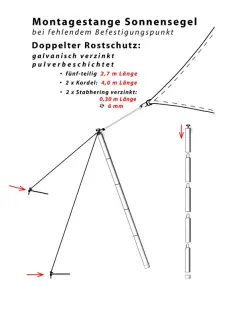 Mittelschwerer Montagestab 2,7 m - geteilt 