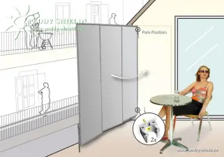 Balkon Sichtschutz und Balkon Windschutz mit mobilem faltbarem Sichtschutz-Paravent