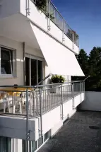 Bausatz Balkon-II  für Balkone mit Handlauf und Decke: Sonnensegel in Seilspanntechnik für Balkon-Sonnenschutz