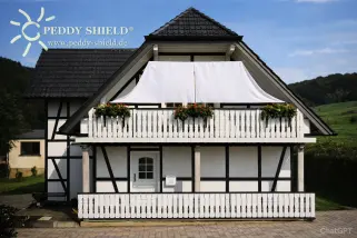 Bausatz Balkon-I für Loggia-Typ-Balkone (eingeschnitten): Sonnensegel in Seilspanntechnik für Balkon-Sonnenschutz